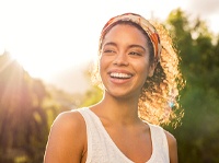 A young woman smiling